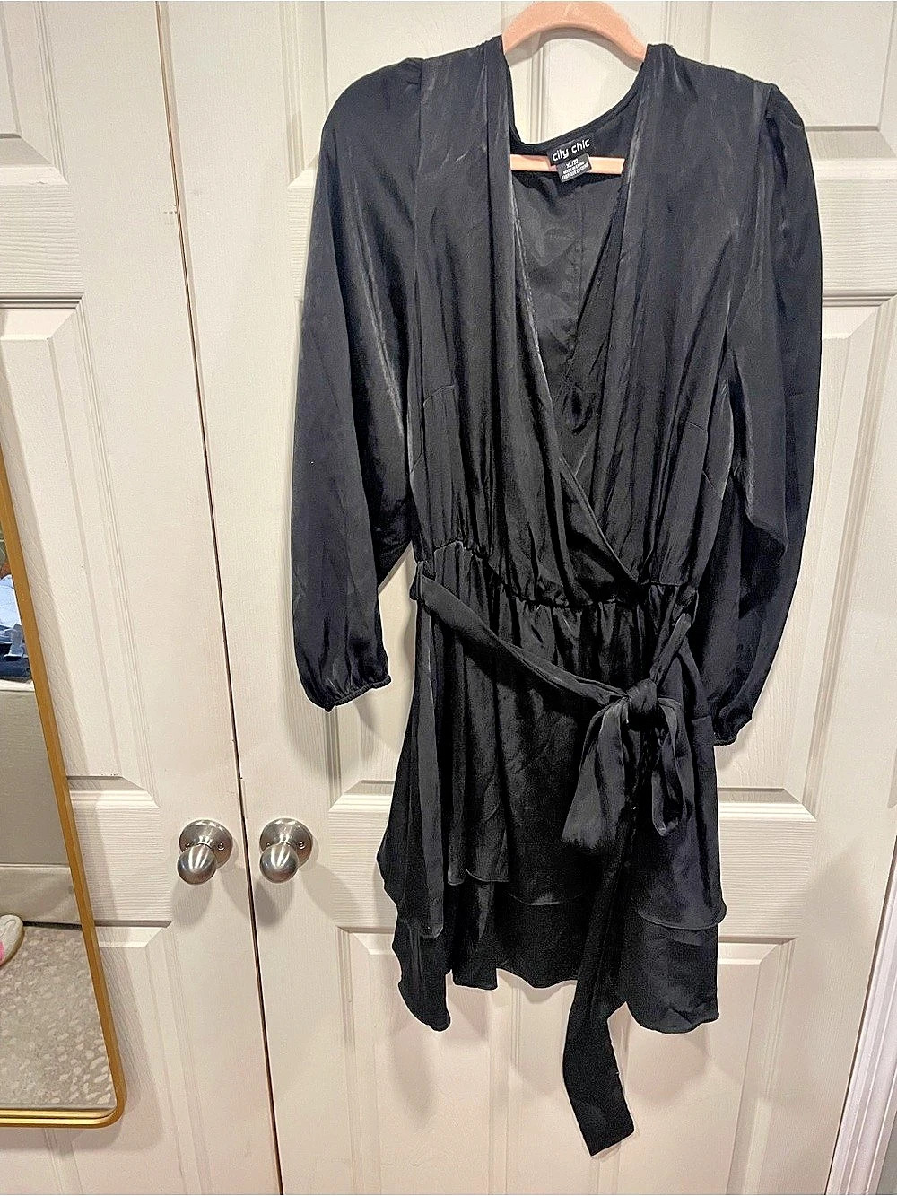 City Chic Black Wrap Mini Dress Size 22